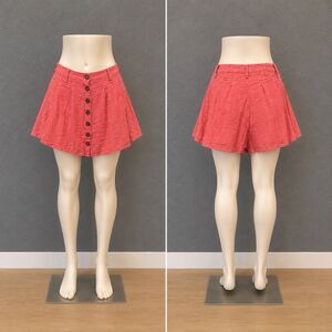 Free People Daze Away Size 2 Coral Linen Skort Boho Festival Cottagecore